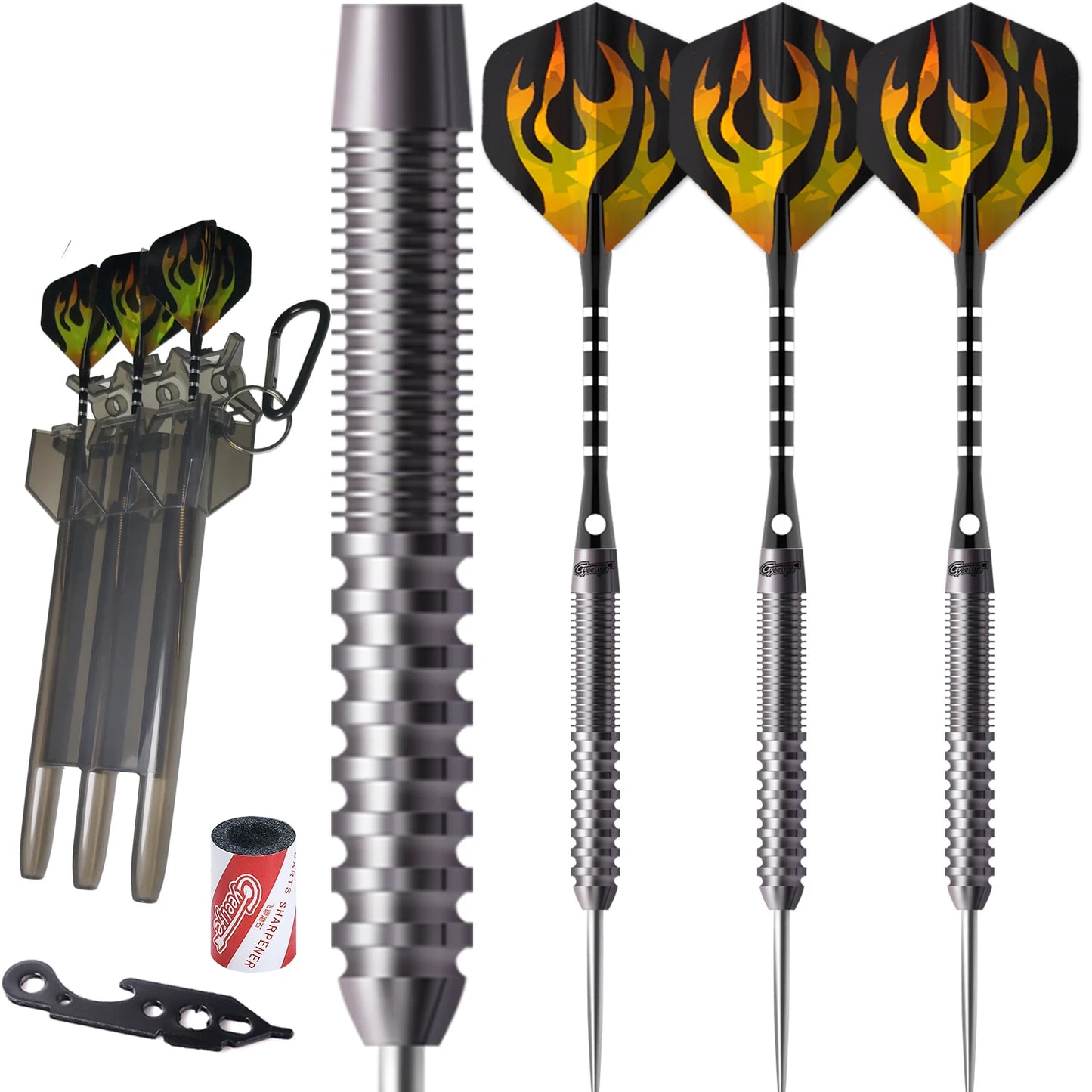 90% Tungsten Steel Tip Darts 21/23/26/28/30G with Carry Case,Aluminium Shafts+Sharpener+Tool