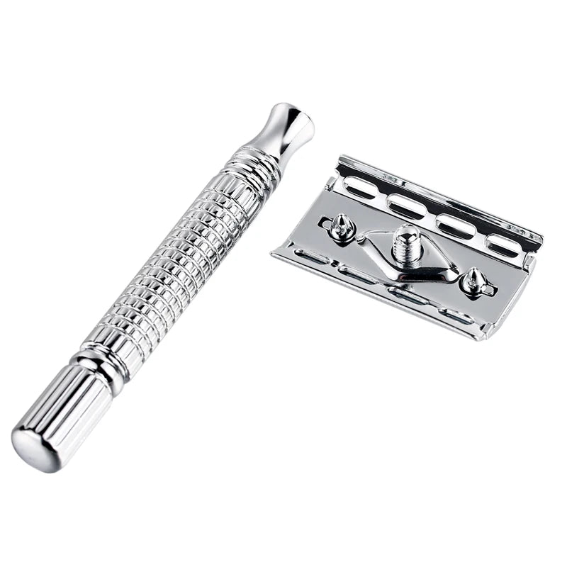 1 Razor 1 Blade Men Shaving Metal Steel Handle Safety Razor Double Edged Shaver with Travel Package