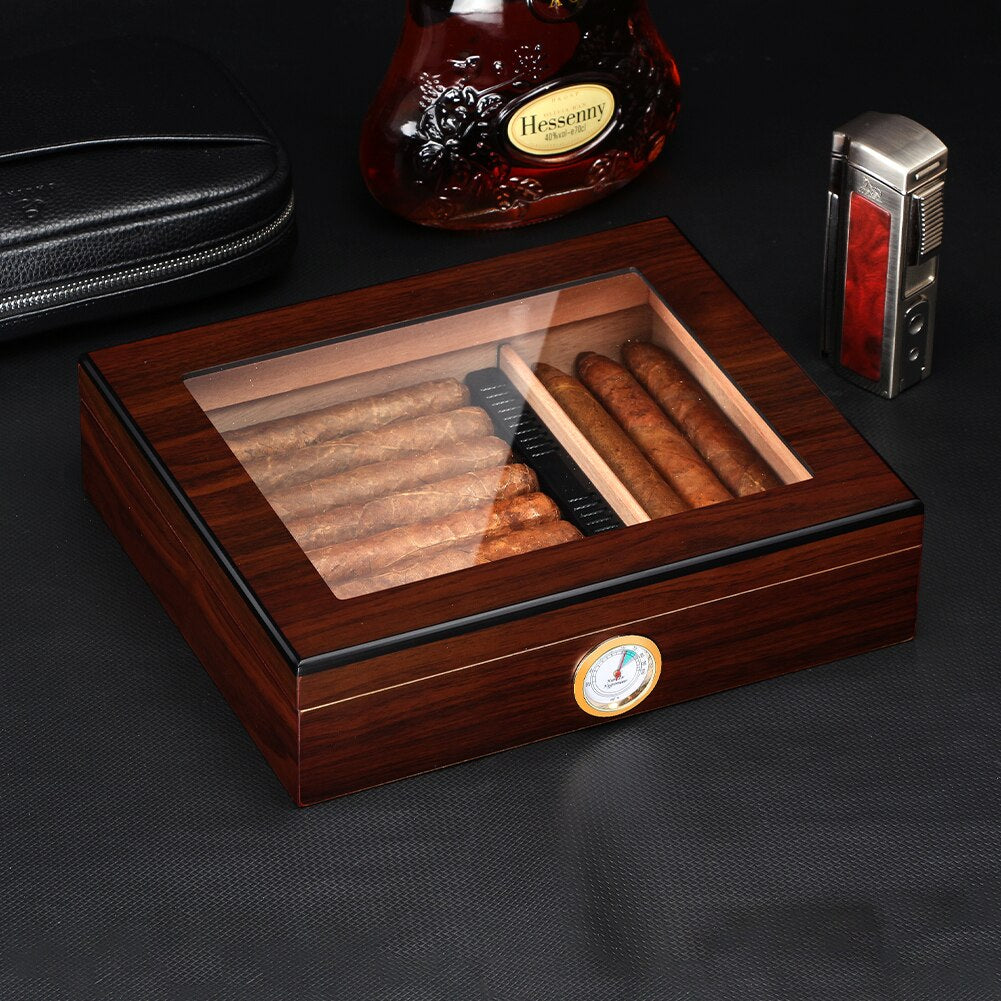 Charuto Cedar Wood Travel Humidor Puro Box Cigar Case W/ Hygrometer Humidifier Cigar Humidor Box for Cigars