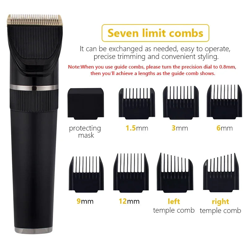 Professional Hair Clipper for Men Rechargeable Electric Razor Hair Trimmer Hair Cutting Machine Beard Trimmer Fast Charging